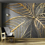 Carta da parati Intricato disegno di foglie su uno sfondo