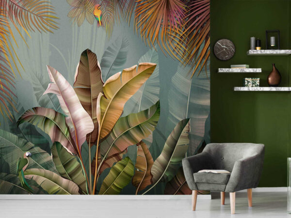 Giungla tropicale con foglie vibranti Carta da parati Giungla tropicale con foglie vibranti
