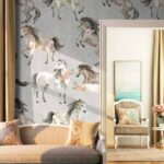 Carta da parati Cavallo con fiori nei capelli