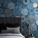 Carta da parati Design a cerchi blu e bianchi