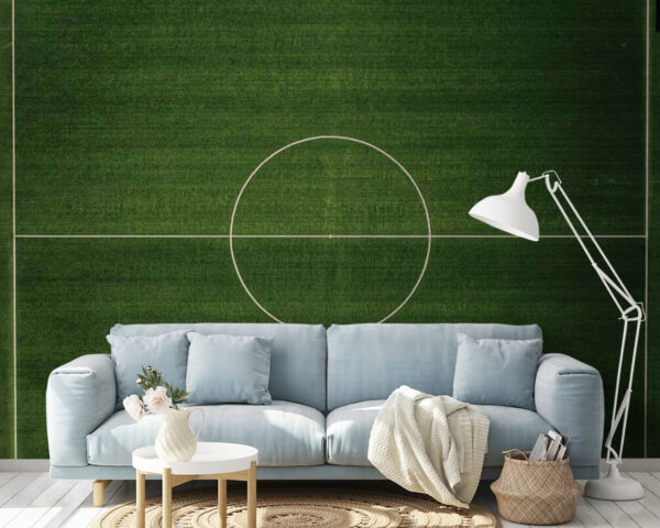 Campo da calcio con cerchio bianco Carta da parati Campo da calcio con cerchio bianco