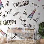 Carta da parati Modello di unicorno con occhi e orecchie