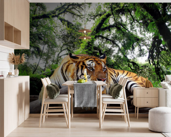 Wall murals Tiger lying on a log Carta da parati Wall murals Tiger lying on a log