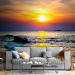 Carta da parati Wall murals Sunset over a beach