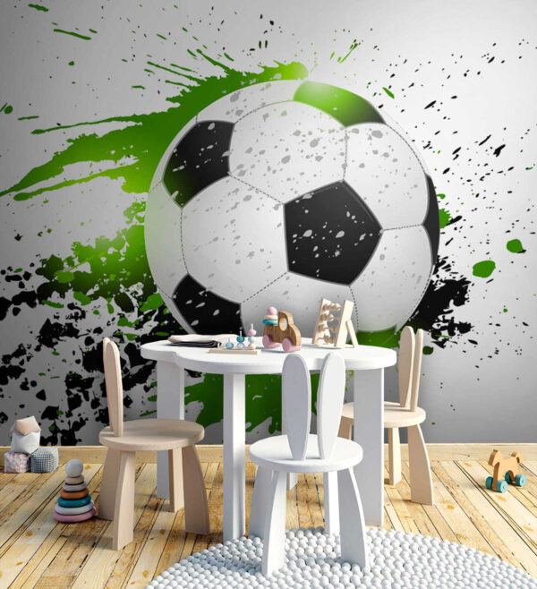 Carta da parati Carta da parati Pallone da calcio con schizzi artistici (COD: u57431)