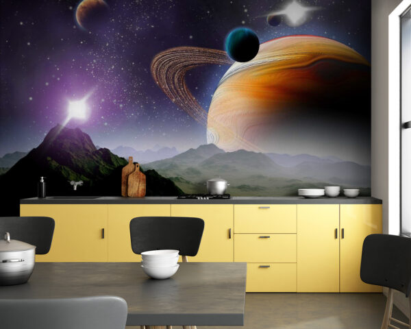 Pianeti e stelle nello spazio Carta da parati Pianeti e stelle nello spazio