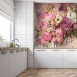 Carta da parati Bouquet di rose rosa e bianche