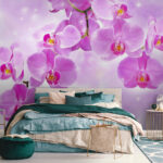 Carta da parati Delicate orchidee dalle tonalità tenui
