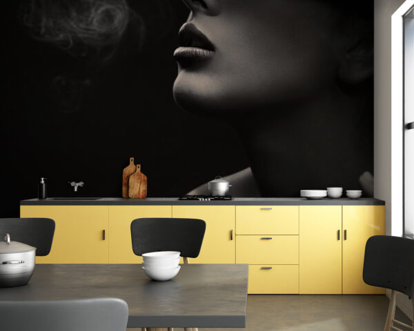 Donna che indossa un cappello e fuma Carta da parati Donna che indossa un cappello e fuma
