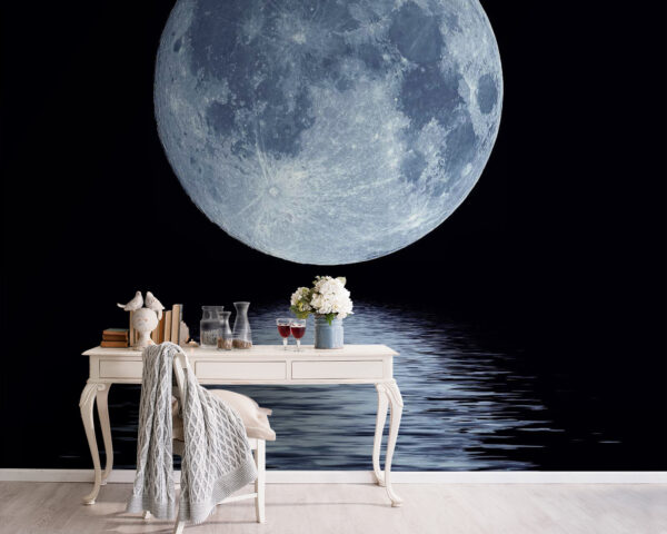 Luna piena sull'acqua Carta da parati Luna piena sull'acqua