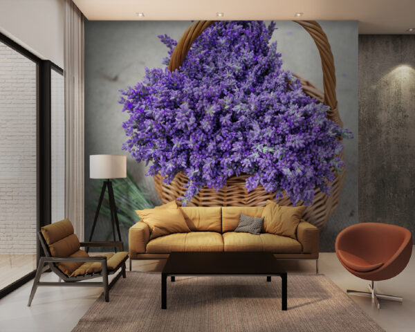 Cesto di fiori viola Carta da parati Cesto di fiori viola