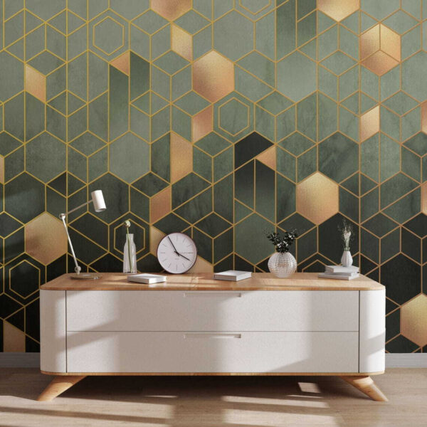 Motivo geometrico con accenti metallici Carta da parati Motivo geometrico con accenti metallici