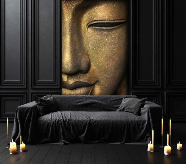 Il volto sereno di una statua di Buddha Carta da parati Il volto sereno di una statua di Buddha