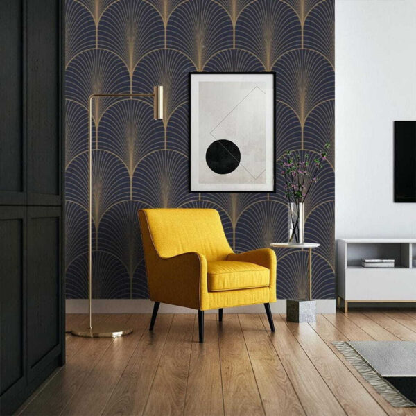 Elegante motivo a ventaglio art déco Carta da parati Elegante motivo a ventaglio art déco