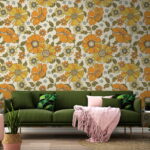 Carta da parati Motivo di fiori e foglie
