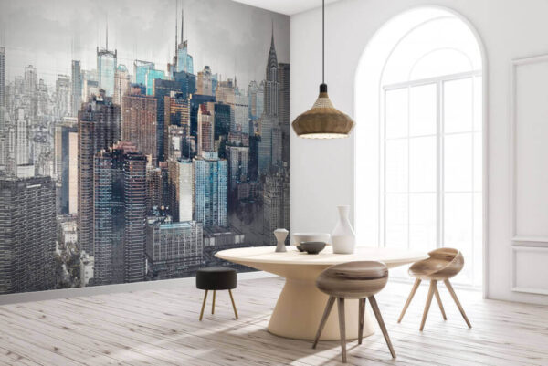 Illustrazione dello skyline di New York Carta da parati Illustrazione dello skyline di New York