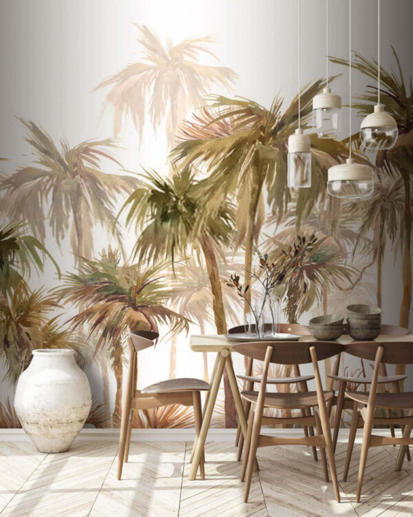 Pittura ad acquerello di palme Carta da parati Pittura ad acquerello di palme