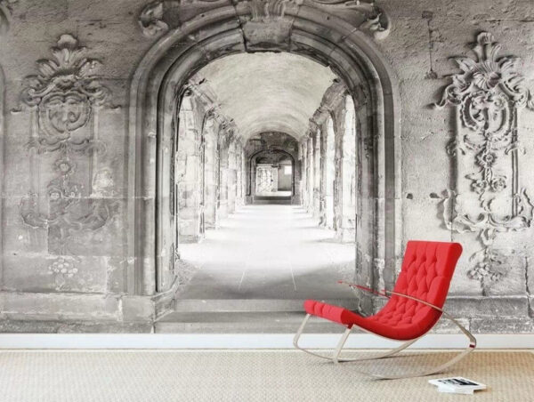 Foto in bianco e nero di un cancello Carta da parati Foto in bianco e nero di un cancello