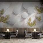 Carta da parati Design floreale bianco e verde
