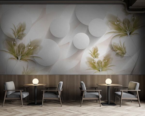 Design floreale bianco e verde Carta da parati Design floreale bianco e verde