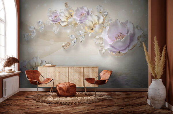 Fiori delicati con accenti scintillanti Carta da parati Fiori delicati con accenti scintillanti
