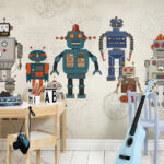 Carta da parati Cartone animato di un robot