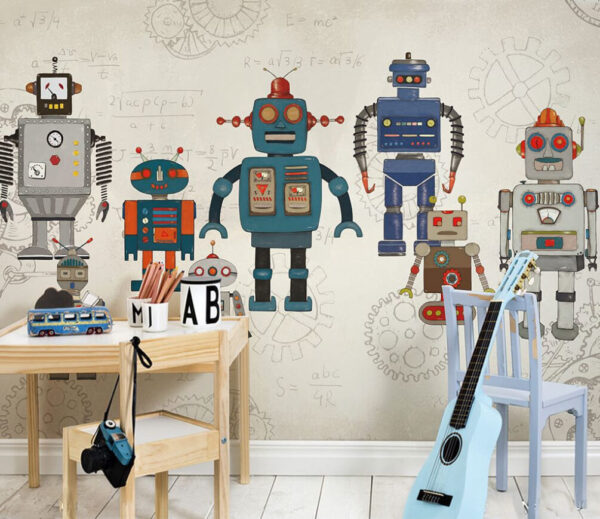 Cartone animato di un robot Carta da parati Cartone animato di un robot