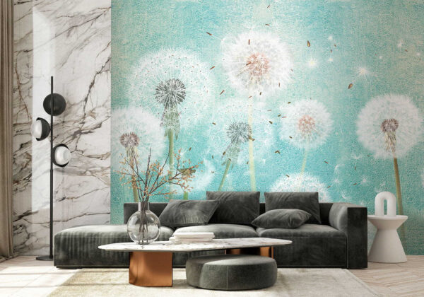 Dandelion che danzano nella brezza leggera Carta da parati Dandelion che danzano nella brezza leggera