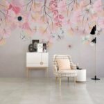 Carta da parati Pittura di fiori e farfalle