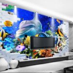 Carta da parati Murale di un pesce e delfini