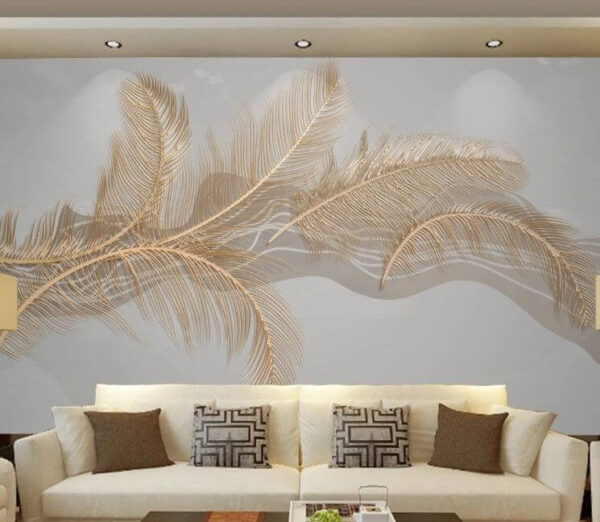 Elegante arte delle piume nei toni del beige Carta da parati Elegante arte delle piume nei toni del beige
