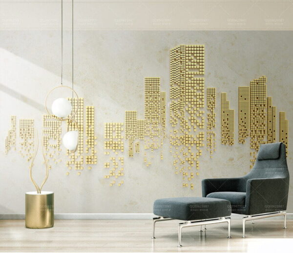 Lo skyline della città fatto di piccoli quadrati Carta da parati Lo skyline della città fatto di piccoli quadrati