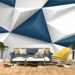 Carta da parati Forme geometriche bianche e blu