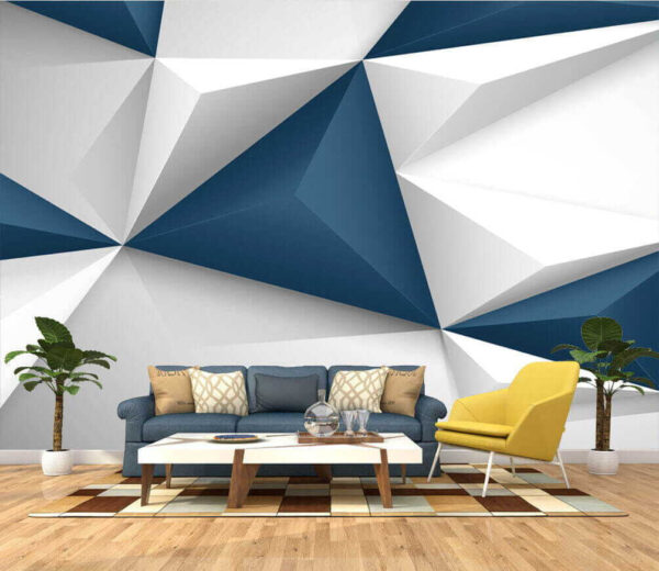 Forme geometriche bianche e blu Carta da parati Forme geometriche bianche e blu