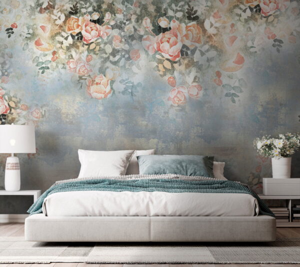 Pittura di fiori e foglie Carta da parati Pittura di fiori e foglie