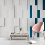 Carta da parati Oggetto rettangolare bianco con linee blu