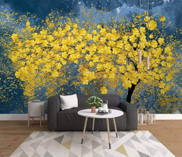 Albero con foglie gialle Carta da parati Albero con foglie gialle