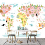 Carta da parati Mappa dell'Africa con animali