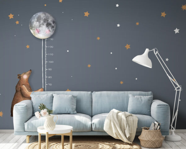 Luna con una faccia disegnata sopra Carta da parati Luna con una faccia disegnata sopra