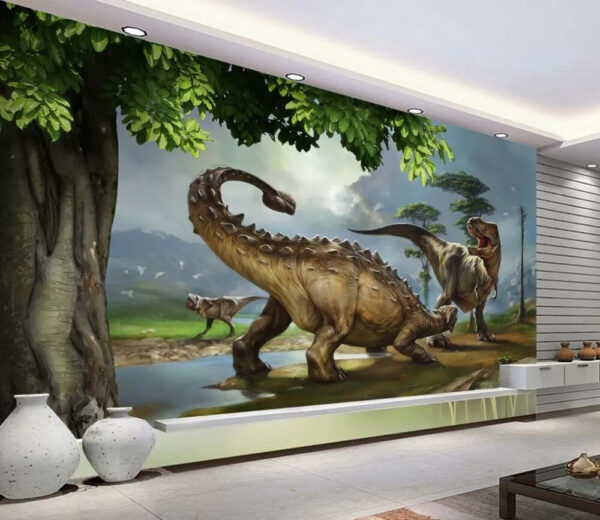 Grande dinosauro con lunghe corna e lunga coda Carta da parati Grande dinosauro con lunghe corna e lunga coda
