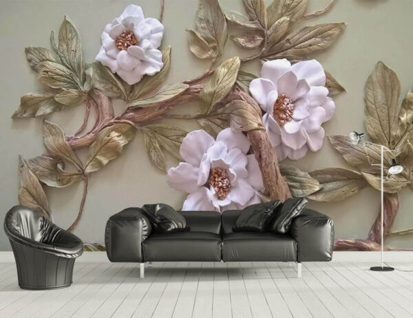 Decorazione murale con fiori e foglie Carta da parati Decorazione murale con fiori e foglie