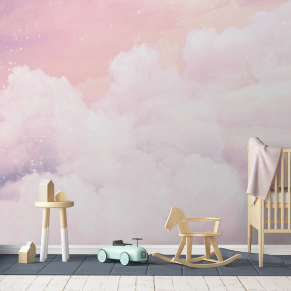 Cielo rosa con nuvole bianche Carta da parati Cielo rosa con nuvole bianche
