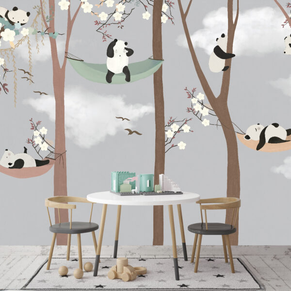 Cartone animato di un panda Carta da parati Cartone animato di un panda
