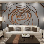 Carta da parati Disegno di rose metalliche.