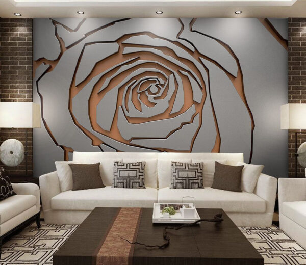 Disegno di rose metalliche Carta da parati Disegno di rose metalliche