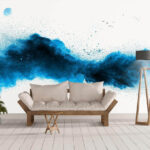 Carta da parati Esplosione di polvere blu su sfondo bianco