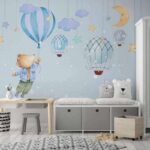 Carta da parati Orso dei cartoni animati con in mano un palloncino