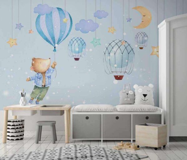 Orso dei cartoni animati con in mano un palloncino Carta da parati Orso dei cartoni animati con in mano un palloncino