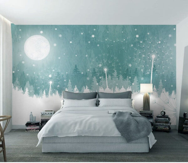 La luna su una foresta innevata Carta da parati La luna su una foresta innevata