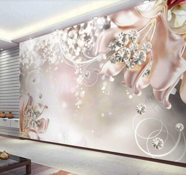 Fiori scintillanti con accenti gioiello Carta da parati Fiori scintillanti con accenti gioiello